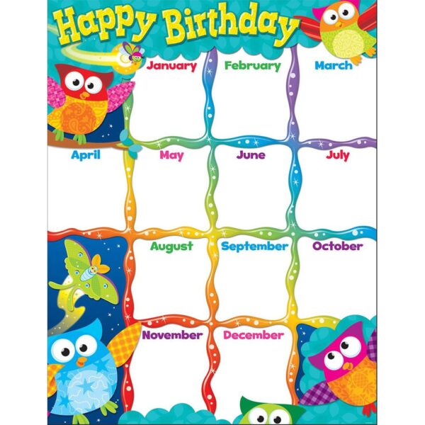 T38452 Chart Happy Birthday Owl Stars 11